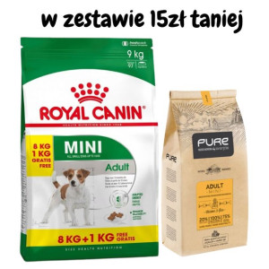 ROYAL CANIN Mini Adult 8kg +1kg + PURE Brave mini 2kg