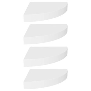 Narożne półki ścienne, 4 szt., białe, 25x25x3,8 cm, MDF