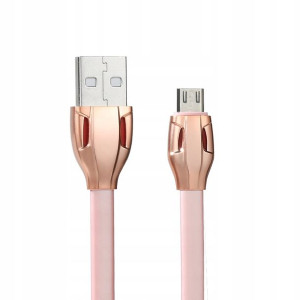 Remax RC-035m płaski kabel USB / micro 1M Różowy