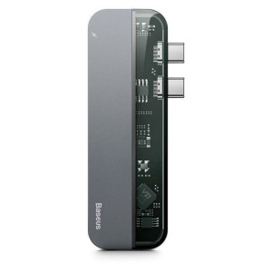 Baseus adapter 2xTyp-C 5w1 Transparent CAHUB-TS0G
