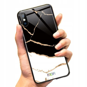 Mofi Glass Back Cover iPhone X White Marbled