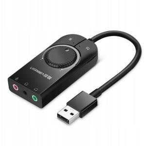 Zewnętrzna karta dźwiękowa USB UGREEN 15cm czarny