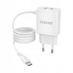 Dudao Ładowarka 2xUSB Kabel Micro 12W A2ProM White