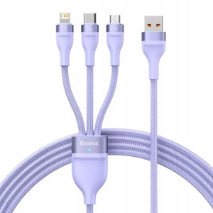 Baseus Flash Series II kabel 3w1 66W 1,2m fioletow