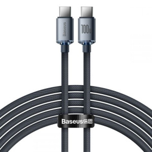 Baseus Crystal Shine kabel 2x Typ-C 2m 100W Czarny