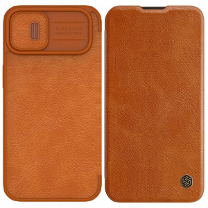 Nillkin Qin Pro etui do iPhone 14 Brązowe