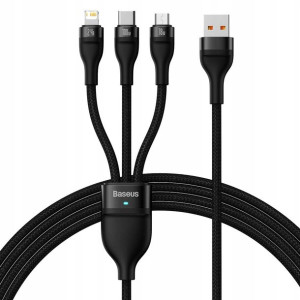 Baseus Flash Series II kabel 3w1 100W 1,2m Czarny