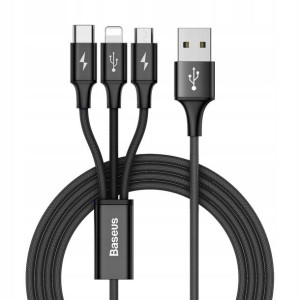 Baseus Rapid kabel 3w1 USB 3A 1,2m CAMLT-SU01 BL