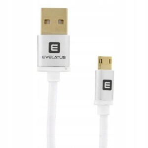 Kabel microUSB 1.2m Evelatus EDC02 pozłacany WH