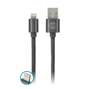 Forever Kabel Lightning skóra czarny 1m 2A