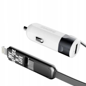 Remax Ład samochodowa 3.4A Lightning microUSB Sreb