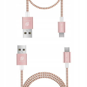 Kable Dux Ducis K-TWO micro USB 1m+0.2m różówy