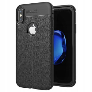Elastyczne Etui Litchi Pattern iPhone XS/X Czarne