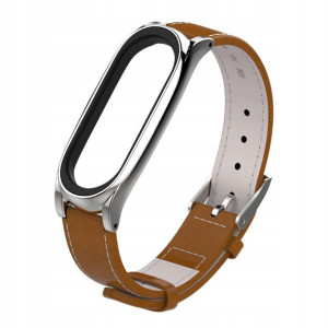 Pasek skórzany Xiaomi Mi Band 3 / 4 - Brązowy