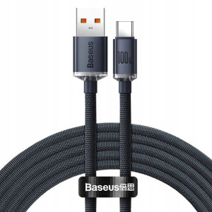 Baseus Crystal Shine kabel USB Typ-C 2m 100W Czarn