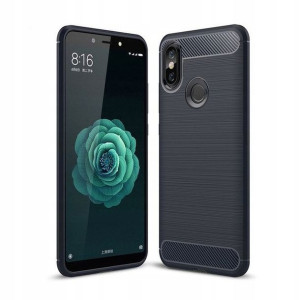 Etui Silikon carbon karbon Xiaomi Mi A2 Niebieski