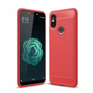 Etui Silikon carbon karbon Xiaomi Mi A2 Czerwone