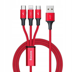 Baseus Rapid kabel 3w1 USB 1,2m Czerwon CAJS000009