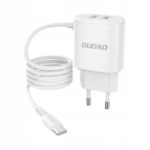Dudao Ładowarka 2xUSB kabel USB-C 12W A2ProT White