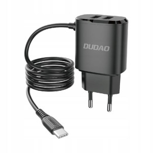 Dudao Ładowarka 2xUSB kabel USB-C 12W A2ProT Black