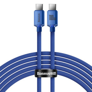 Baseus Crystal Shine kabel 2x Typ-C 2m 100W Niebie