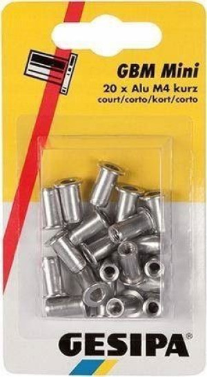 Nitonakretki aluminiowe wopakowaniu Mini-Pack M6, krotkie GESIPA