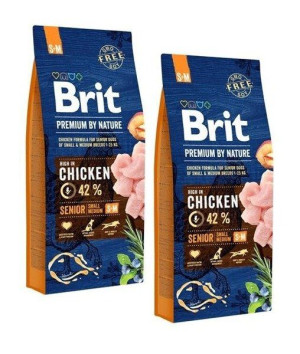 Brit Premium By Nature Senior Small/Medium Chicken 2x 15 kg - sucha karma d