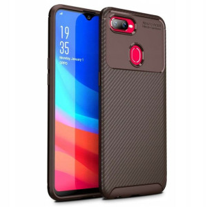 iPaky Carbon Fiber Etui Oppo AX7 Brązowe