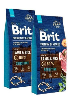 Brit Premium By Nature Sensitive Lamb & Rice 2x 15 kg - sucha karma dla psó