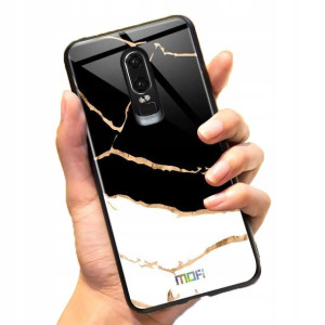 Mofi Glass Back Cover Oneplus 6T White Marbled