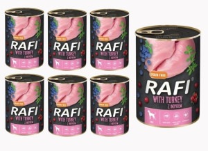 Rafi Mokra karma dla psa Indyk, Borówki i Żurawina 12x800g