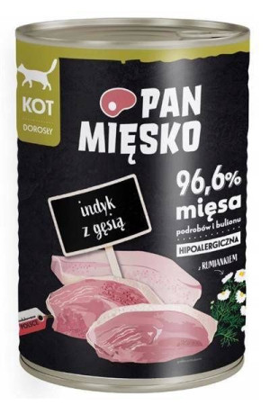 Pan Mięsko, Indyk z gęsią 400g - mokra karma dla kotów dorosłych, 400g