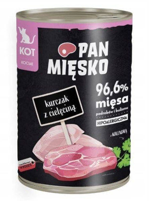 Pan Mięsko, Kurczak z cielęciną dla kociąt 400g - mokra karma dla kociąt, 4