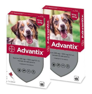 BAYER ADVANTIX SPOT ON roztwór na pchły i kleszcze 4x2,5ml pies 10-25kg, 2