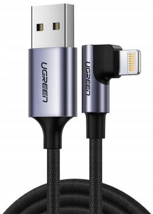 Kabel USB do Lightning kątowy UGREEN US299, MFi, 1