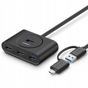 HUB USB 3.0 + USB-C 3.1 UGREEN 4-portowy, OTG (cza