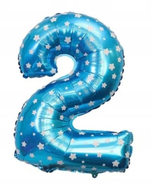 Balon cyfra 2 na drugie urodziny niebieski foliowy