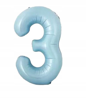 Balon cyfra 3 trzy niebieska 100 cm duży foliowy