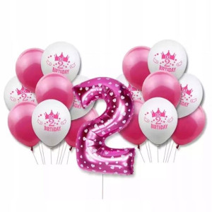 Balony na 2 drugie urodziny dla dziewczynki zestaw