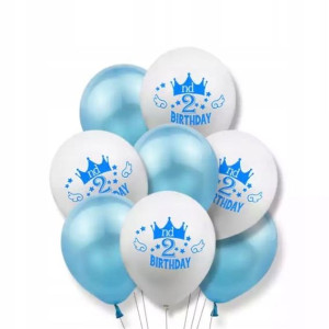 Balony na 2 drugie urodziny zestaw 8 szt z cyfrą 2
