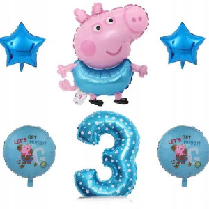 Balony Świnka Peppa George na trzecie urodziny 3