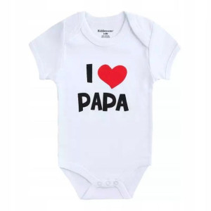 Body niemowlęce I love Papa Tata białe krótki