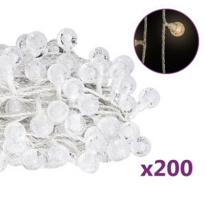 Lampki świąteczne, 20 m, 200 diod LED, ciepła biel, 8 funkcji