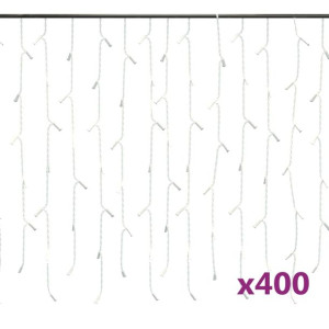 Zasłona świetlnych sopli, 10 m, 400 diod LED, zimna biel
