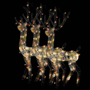 Akrylowe renifery ozdobne, 3 szt., 120 cm, kolorowe