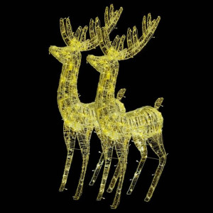 Renifery z akrylu XXL, 2 szt., 250 ciepłych białych LED, 180 cm