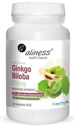 ALINESS Ginkgo Biloba Miłorząb Japoński 120 mg 60 tab.