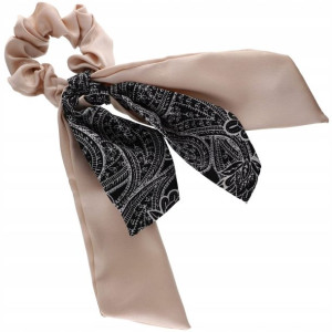 Gumka do włosów ze wstążką SCRUNCHIE kremowa