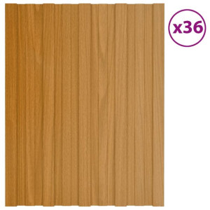 Panele dachowe, 36 szt., stal, kolor jasnego drewna, 60x45 cm