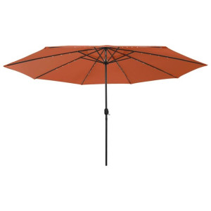 Parasol ogrodowy z LED i metalowym słupkiem, 400 cm, terakota
